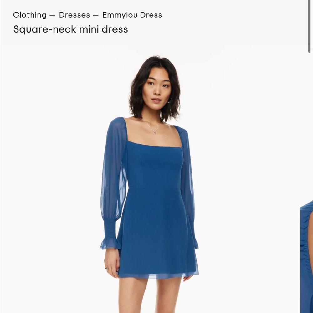 Aritzia Emmylou Blue Mini Dress BRAND NEW; Tags accidentally removed;